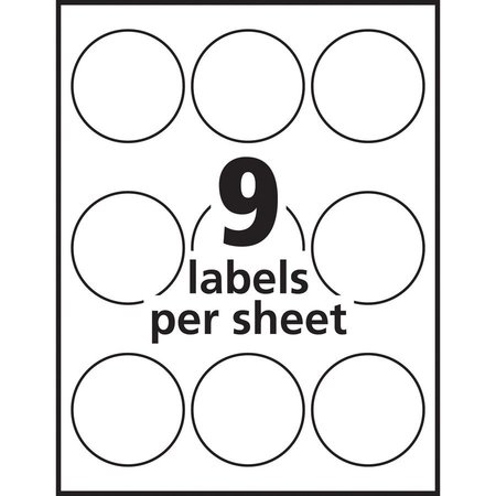 Avery Label, Round, 2.5"", Glossy Wht 90PK AVE22830